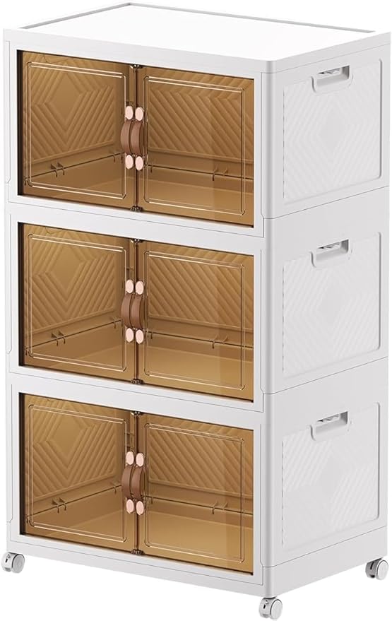 Large stackable plastic storage box with wheels and safety lock. - Image 7