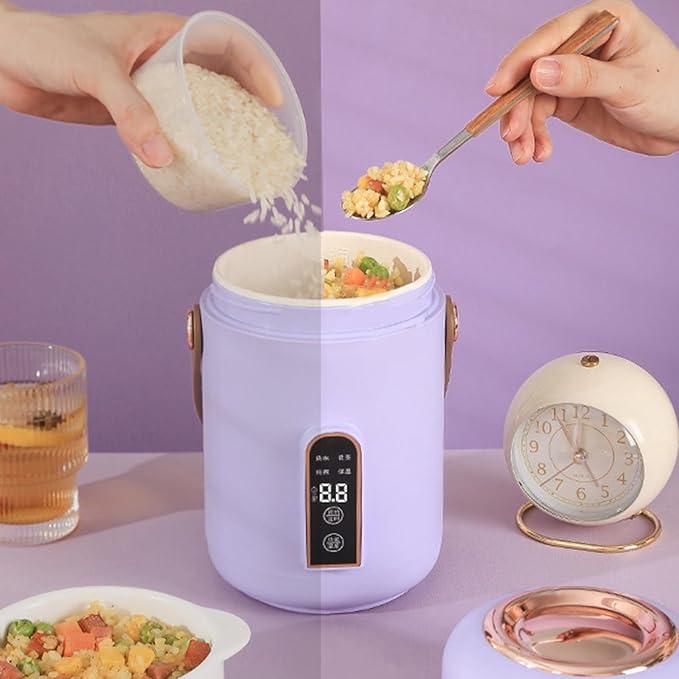Mini rice cooker, portable electric slow cooker, smart timer, cooking and keep-warm functions in one, small travel rice cooker, suitable for cooking soup, rice, and stews. - Image 3