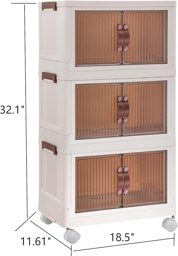 Large stackable plastic storage box with wheels and safety lock. - Image 6