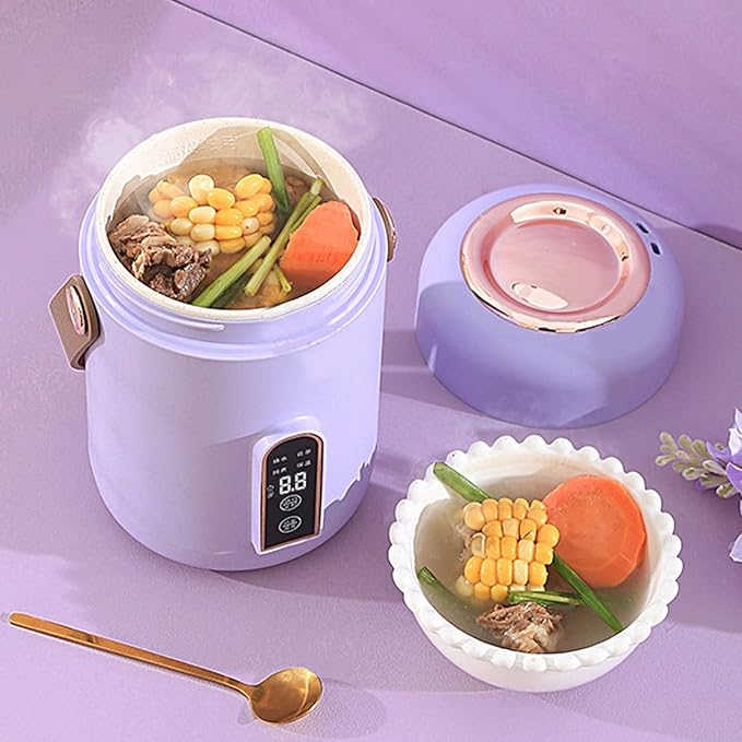 Mini rice cooker, portable electric slow cooker, smart timer, cooking and keep-warm functions in one, small travel rice cooker, suitable for cooking soup, rice, and stews. - Image 4