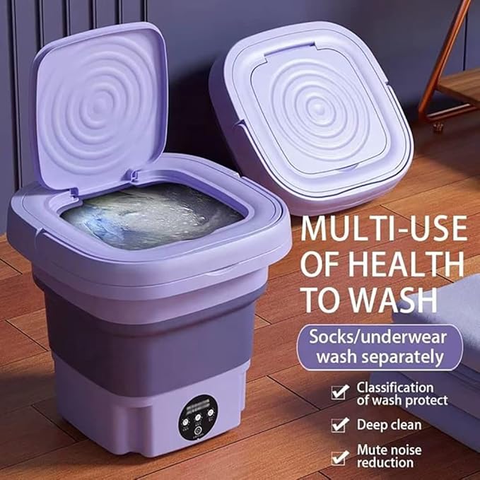 Portable washing machine, foldable mini washing machine, deep cleaning, semi-automatic washing, suitable for underwear, baby clothes or small items, suitable for use in apartments, dormitories, camping and other places.