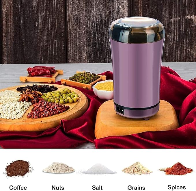 Electric stainless steel nut and grain grinder, portable coffee bean, flavoring, and spice powder grinder - Image 4